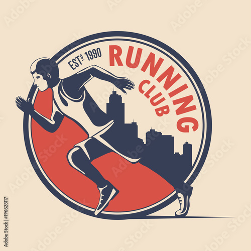 Unique logo design for a running club. a symbol for a sports organization, a tournament, a marathon. Vector illustration