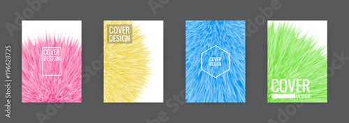 Set of cover background design template vector illustration. Colorful soft fur pink, yellow, green and blue.