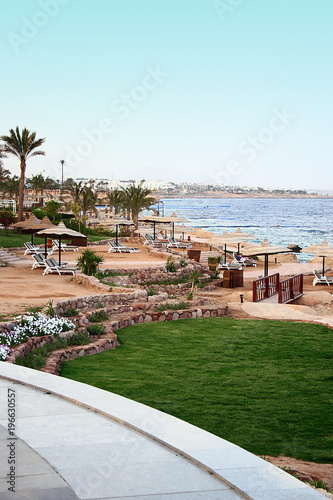 Egyptian beautiful and relaxing resort in springtime, near the sea