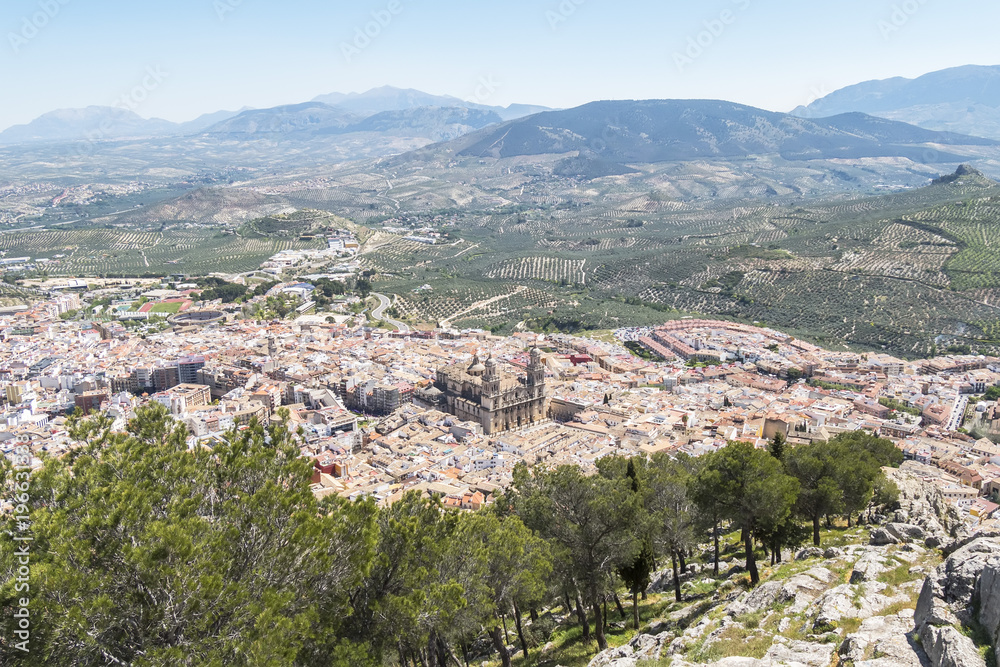 Jaen city view from Santa Catalina Cross view point, Spain