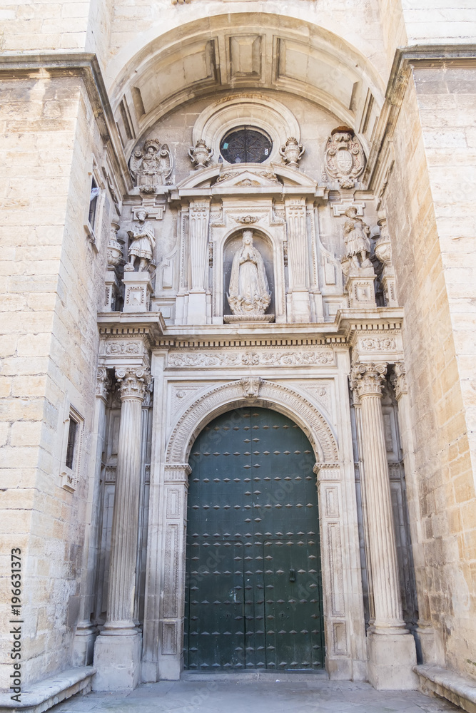 Jaen Assumption catheral frontal facade entrance, Spain