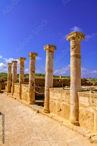 ruins of ancient columns in the Paphos Museum, Cyprus