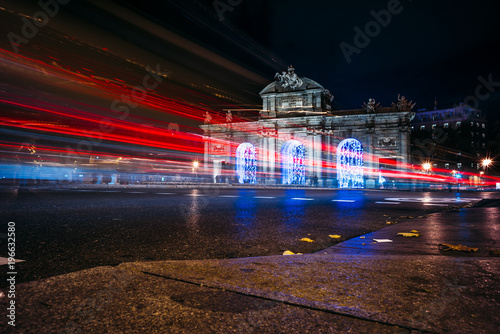 Long exposure Puerta de Alcalá. Madrid Spain.