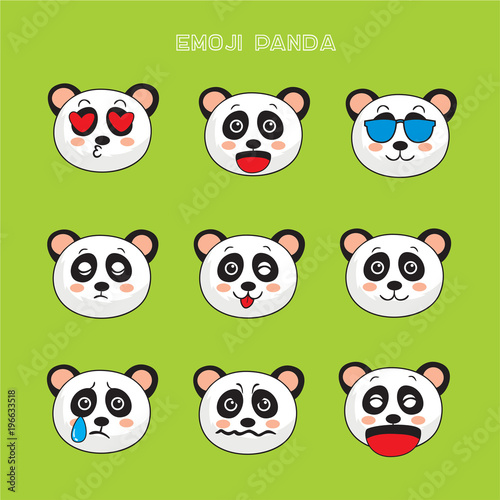 Panda bear emoji, panda smile icons set, vector, cartoon, design, color  Stock Vector | Adobe Stock