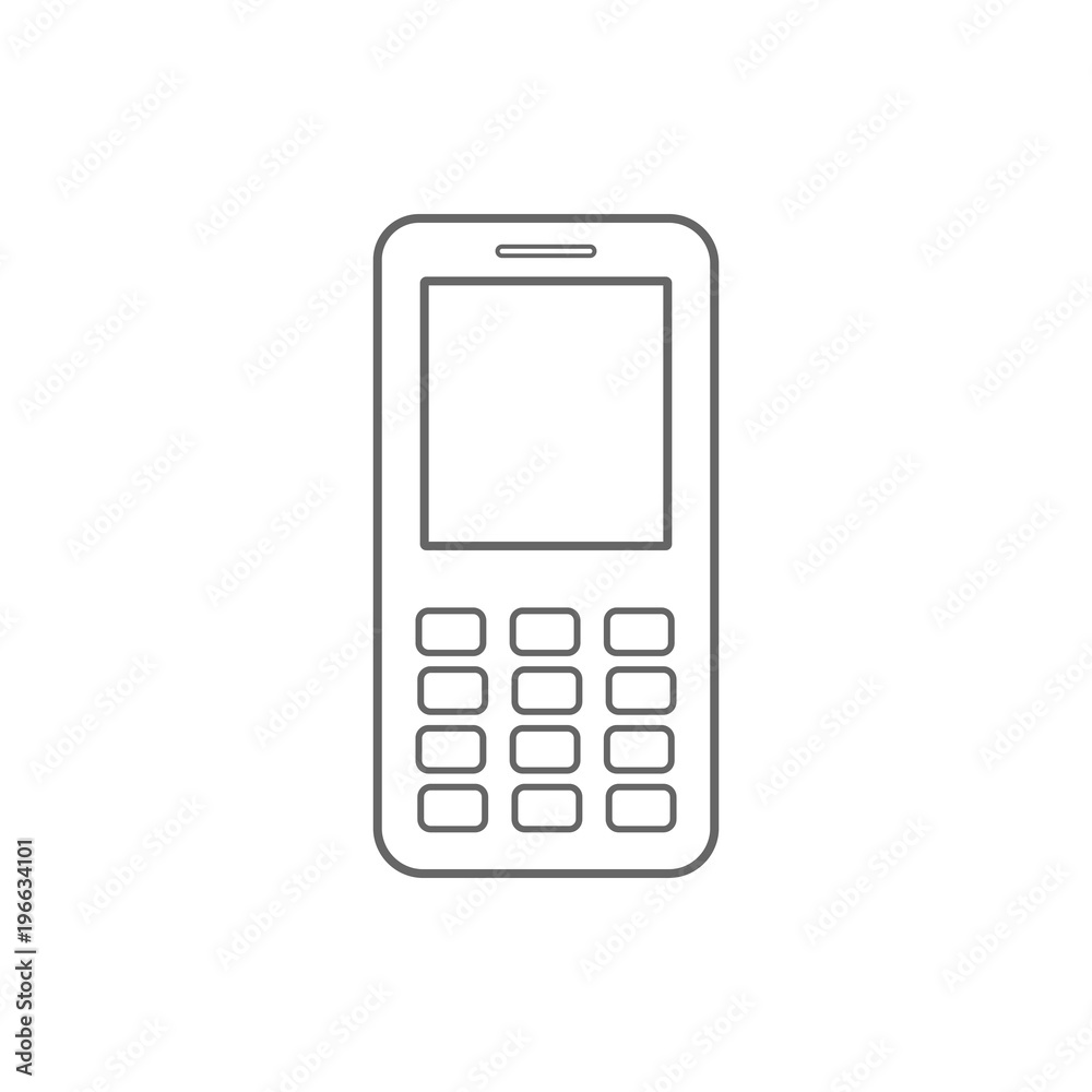 Mobile phone with buttons. Outline. Vector icon. Mobile phone with buttons. Outline. Vector icon.