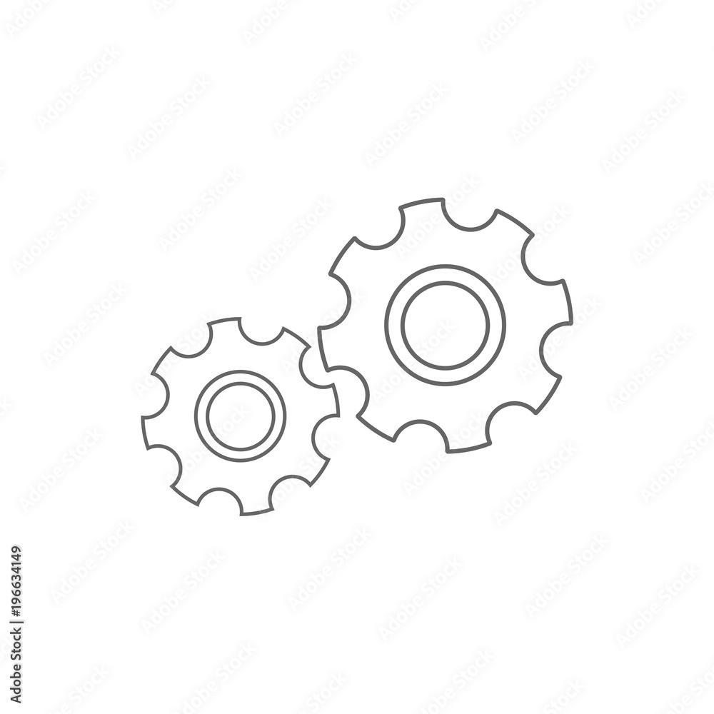 Two cogwheels outline icon. Vector. Two cogwheels outline icon. Vector.