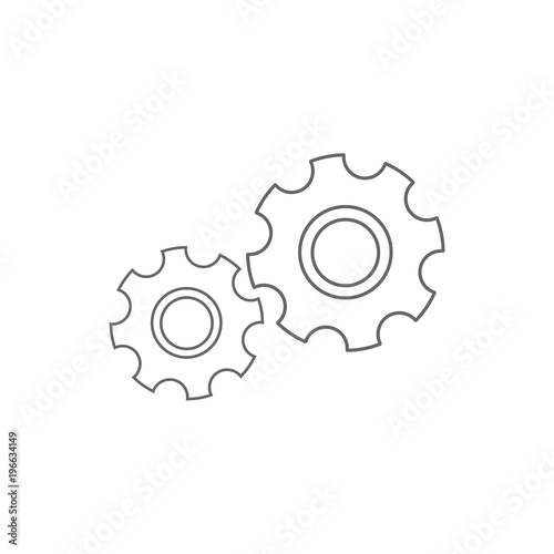 Two cogwheels outline icon. Vector.