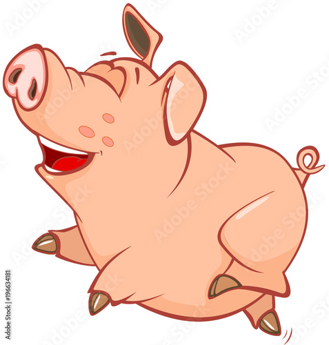  Illustration of a Cute Pig. Cartoon Character 