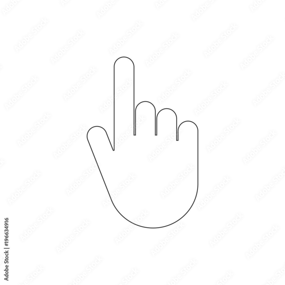 Click finger icon. Press symbol. Outline. Vector. Click finger icon. Press symbol. Outline. Vector.