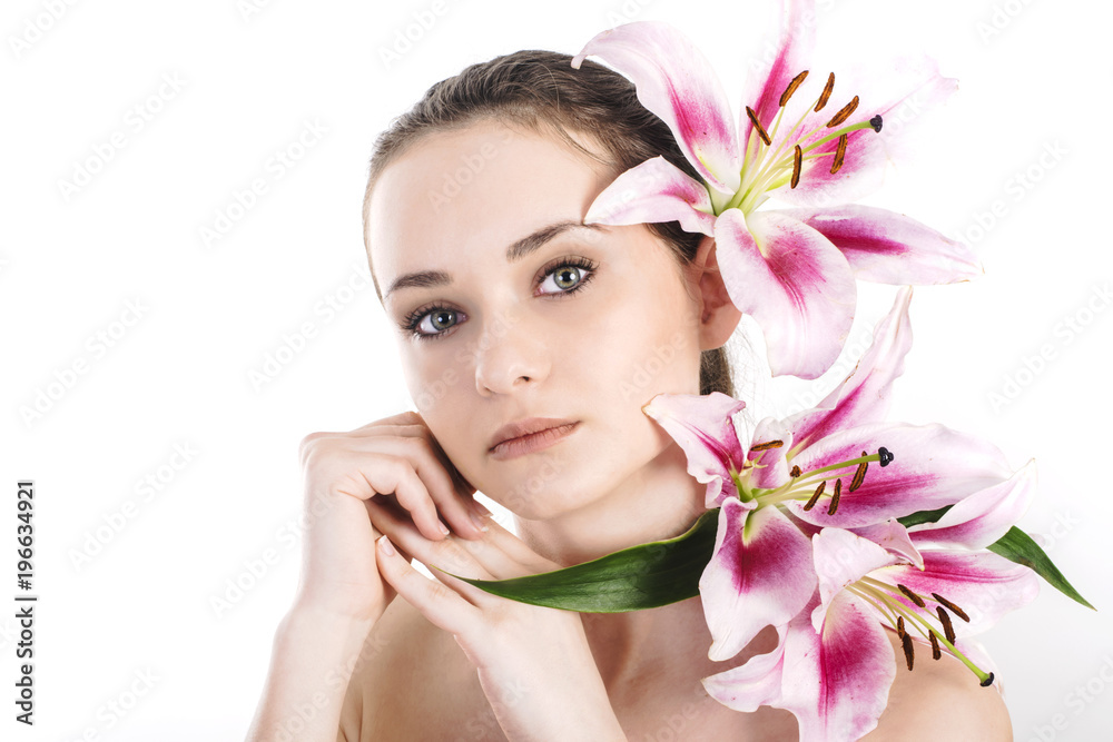 Beautiful girl with flower Beautiful girl with flower