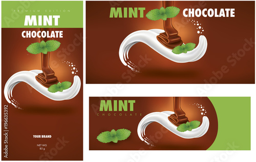 chocolate packaging with mint leaf