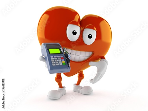 Tableau sur toile Heart character holding credit card reader