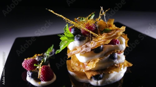 Berry dessert with whipped cream