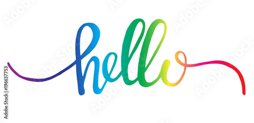 Rainbow letters hello isolated vector illustration