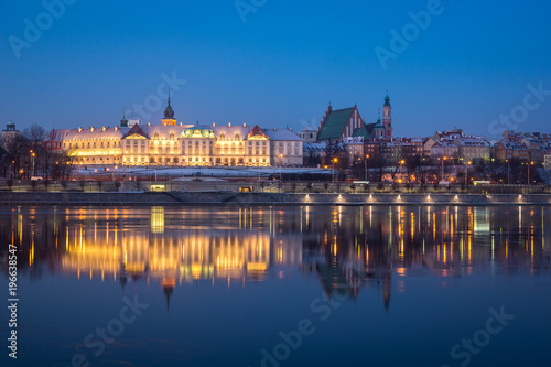 Royal castle and old town over the Vistula river in Warsaw, Poland