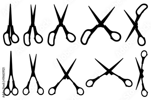 Set of different scissors isolated on white