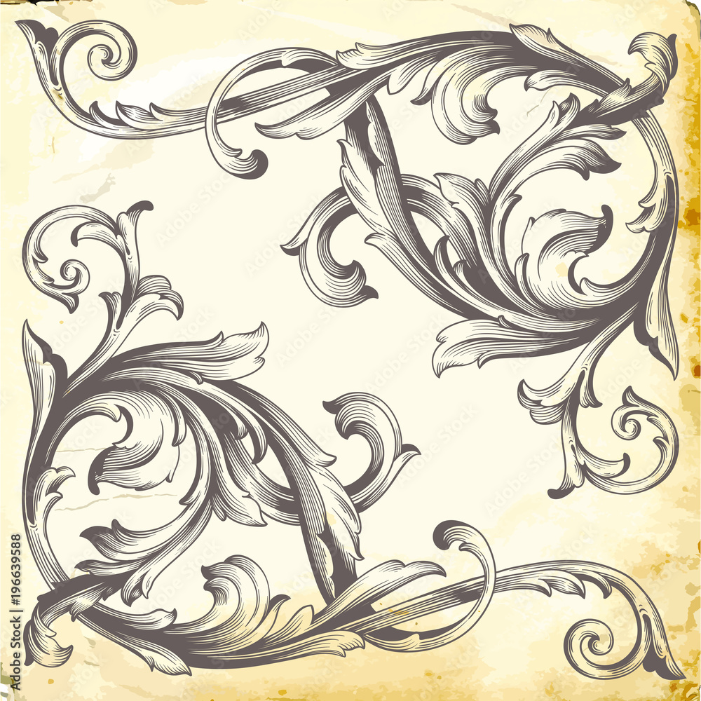 Fototapeta premium Vector baroque of vintage elements for design. 