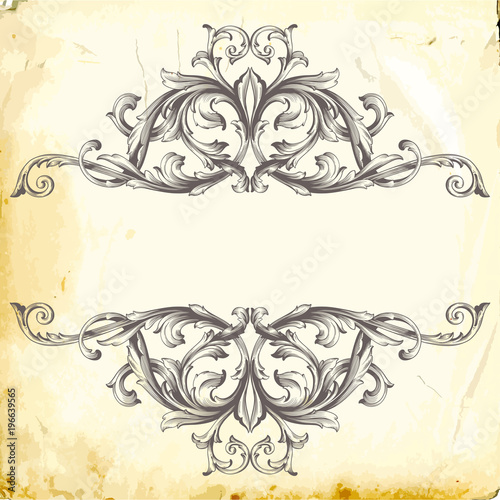 Vector baroque of vintage elements for design. 