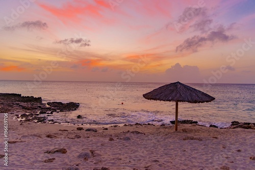 colorful sunset on the coast of the Caribbean Sea Island of Aruba