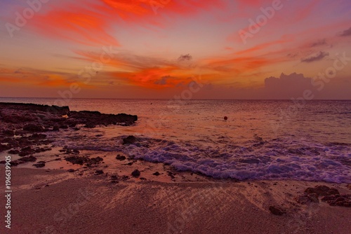 colorful sunset on the coast of the Caribbean Sea Island of Aruba