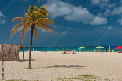 colorful tropical beach  Eagle Beach  on the island of Aruba sea of the Caribs...
