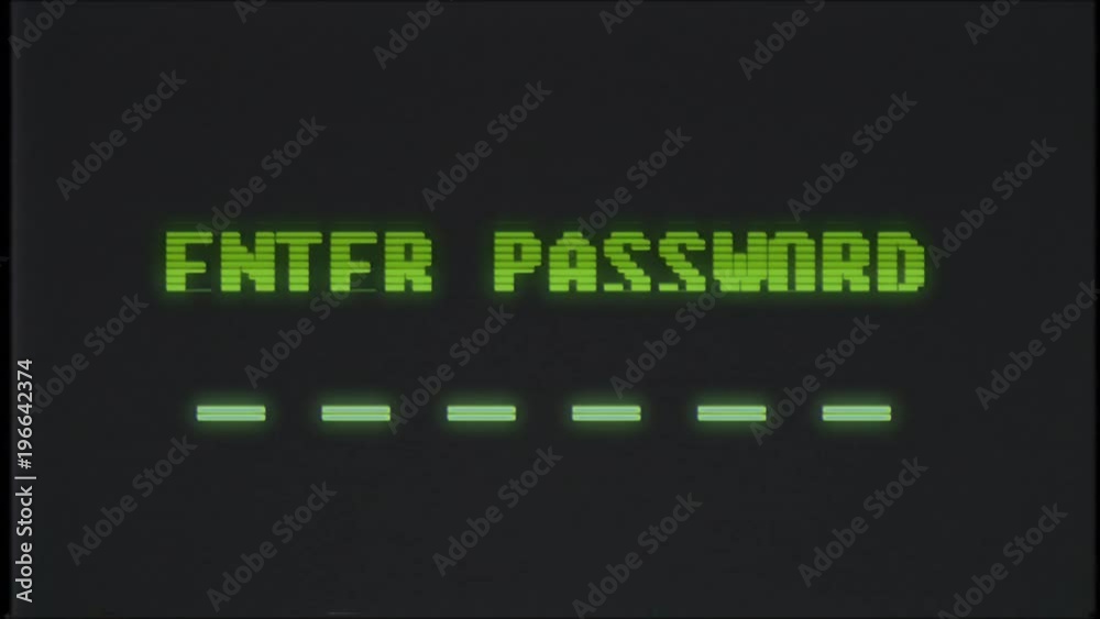 retro videogame ENTER PASSWORD text computer old tv glitch interference noise screen animation seamless loop New quality universal vintage motion dynamic animated background colorful joyful video