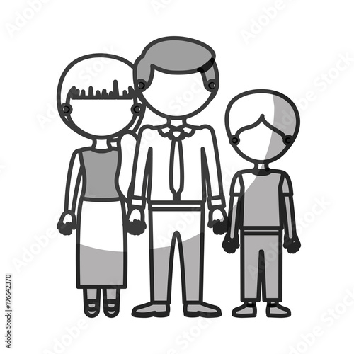 silhouette monochrome shading faceless family group in formal suit vector illustration