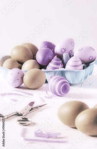 Decorated easter eggs on white background