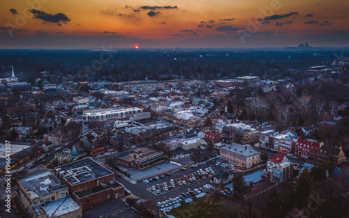 Aerial Sunset in Haddonfield New Jersey
