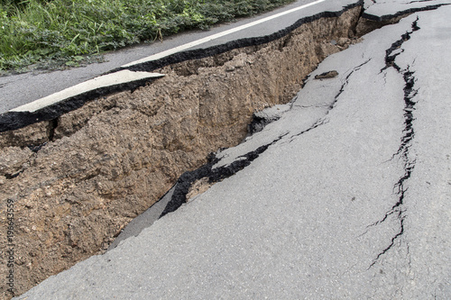 Cracked road in Thailand photo