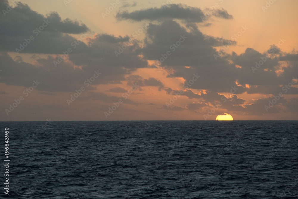 Sinking Sun over Caribbean Sea