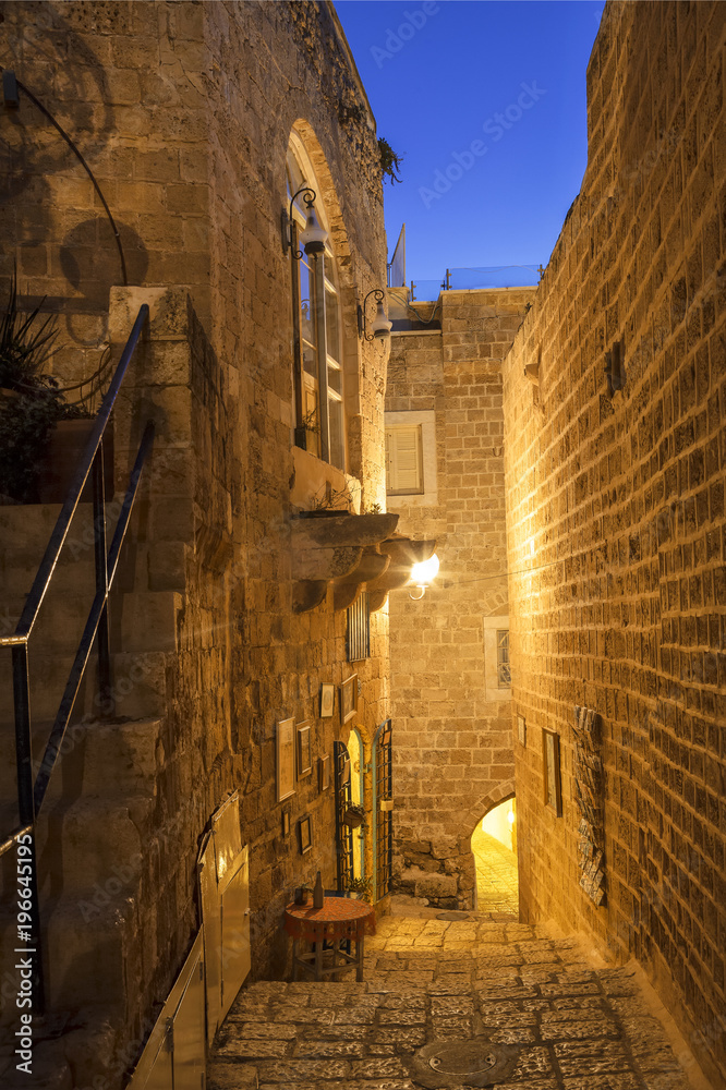 The ancient city of Jaffa at night, Tel Aviv