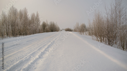 Winter road going into the distance