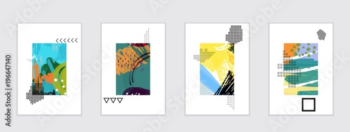 Set of artistic abstract universal card templates