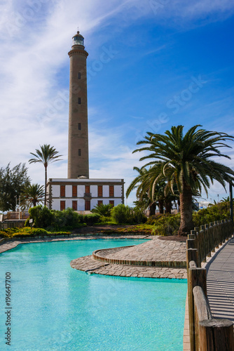 Lighthouse in Maspalomas, popular travel destination on Gran Canaria.