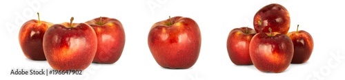 Variety of ripe red apples Malus domestica 'Jonagold' isolate white background. Procurement under inscription and illustration