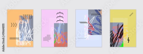 Set of artistic abstract universal card templates