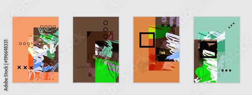 Set of artistic abstract universal card templates