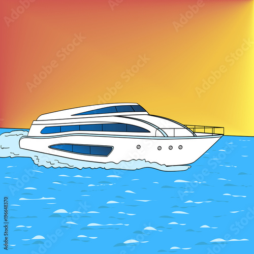yacht pop art style vector. Comic book style imitation