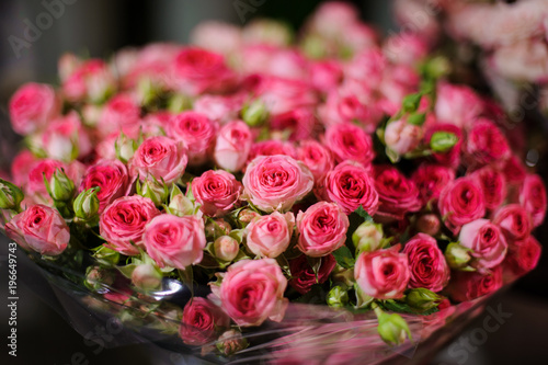 Beautiful bouquet of flowers consisting of little pink roses