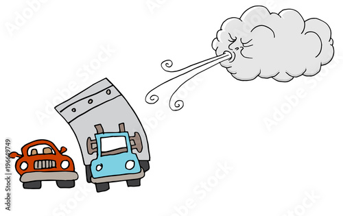 Windy Day Truck Cars and Cloud Blowing Wind