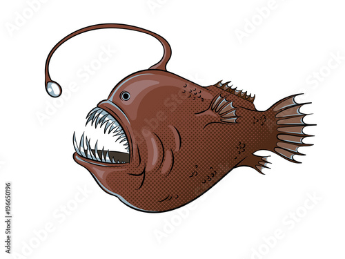 Deep sea fish with light pop art vector