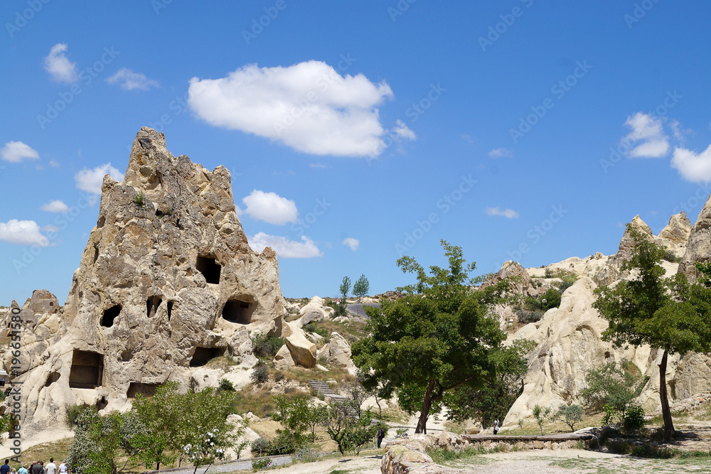 The rock in Goreme with a lot of holes