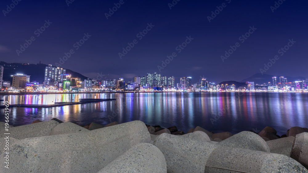 Night view of Gwangan Beach in Busan city