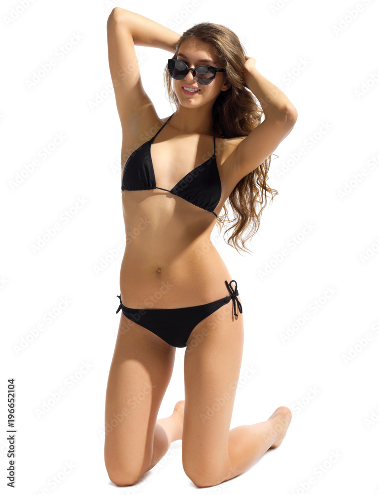 Young girl in black bikini Stock Photo