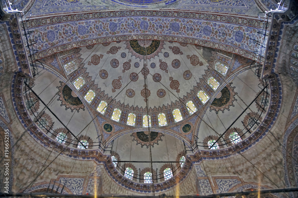 ISTANBUL, TURKEY - MARCH 24, 2012: The dome of Sultanahmet Mosque.