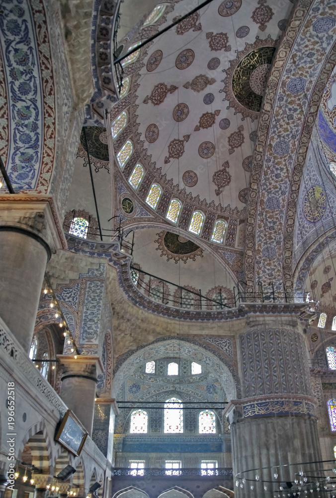 ISTANBUL, TURKEY - MARCH 24, 2012: Interior of the Blue Mosque.