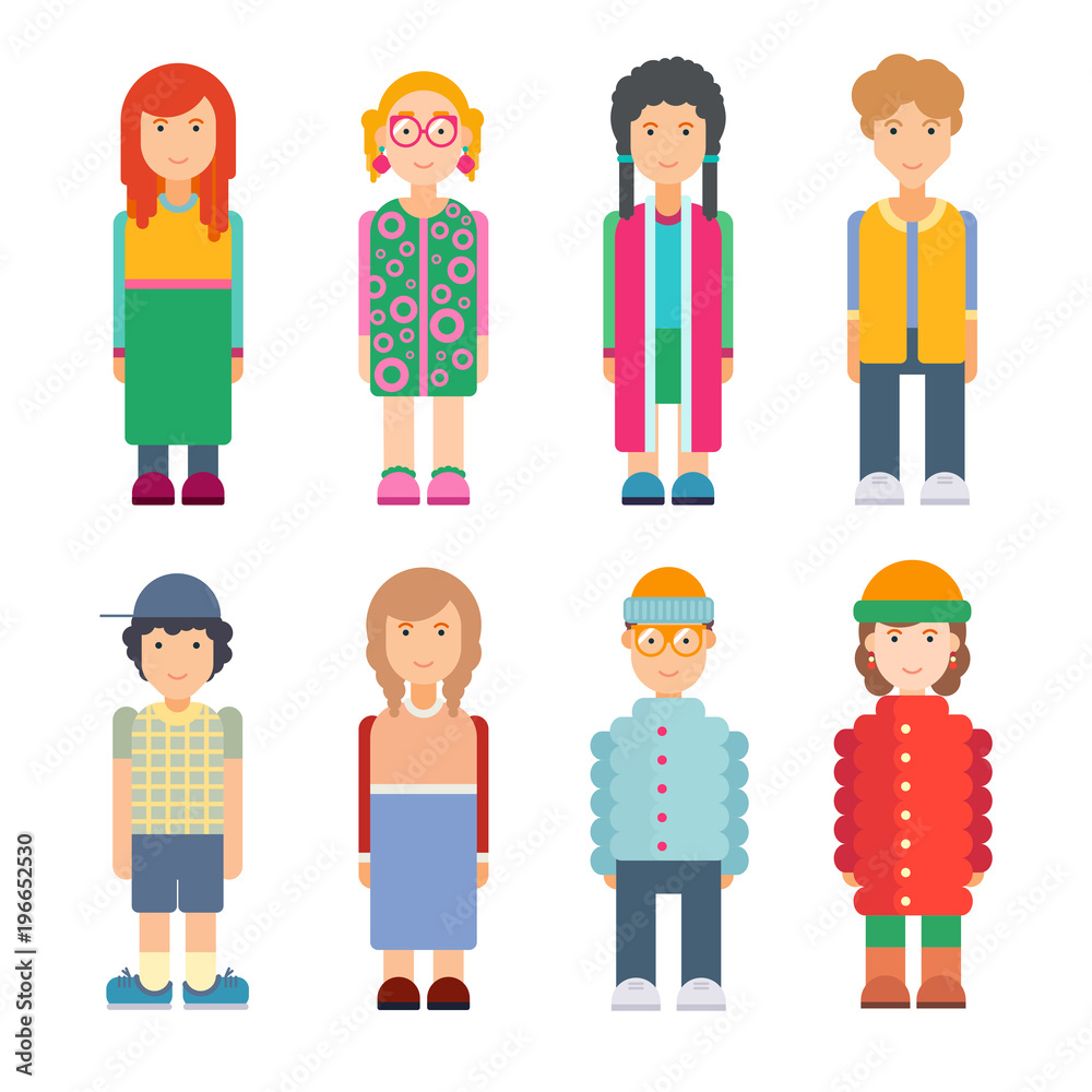 Set of characters in flat design