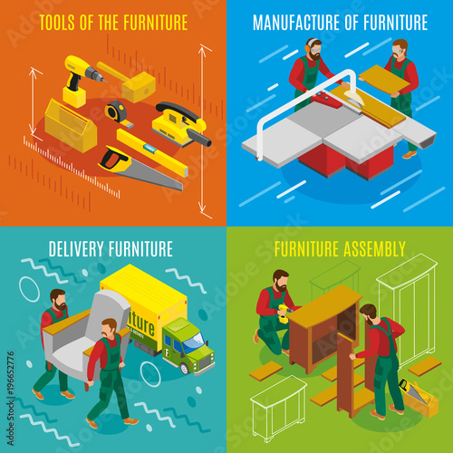 Furniture Makers Isometric Design Concept