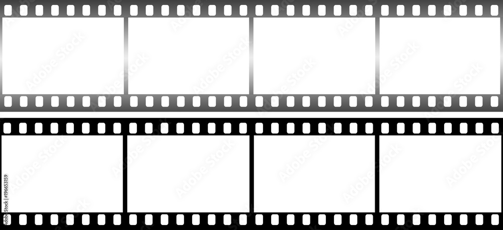 Photographic film in form of frame on white background.